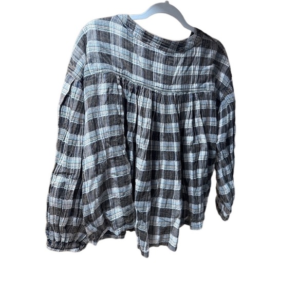 NWT Free People bubble shape plaid print top - Picture 5 of 8
